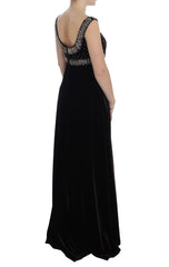 Dolce & Gabbana Braunes Samt-Kristall-Etui-Abendkleid