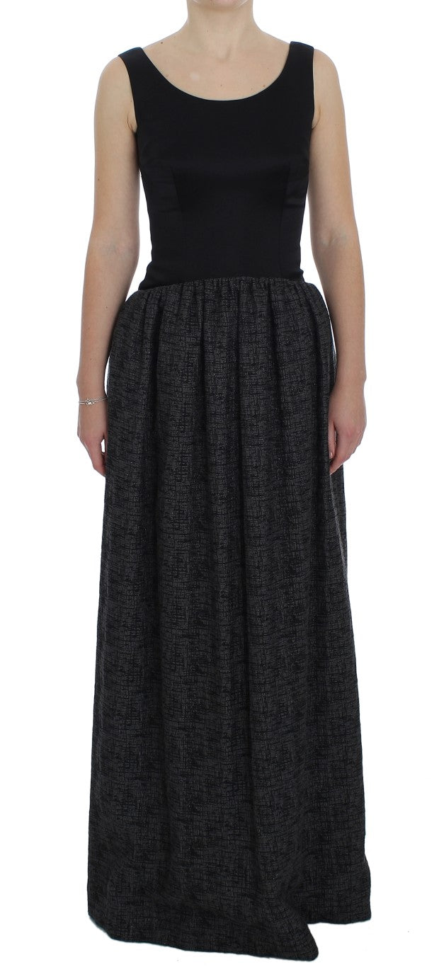 Dolce & Gabbana Schwarzes graues Etui-Abendkleid, bodenlang