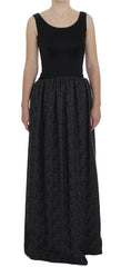Dolce & Gabbana Schwarzes graues Etui-Abendkleid, bodenlang