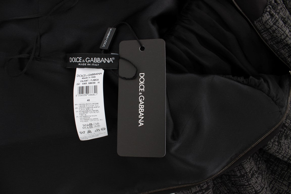 Dolce & Gabbana Schwarzes graues Etui-Abendkleid, bodenlang