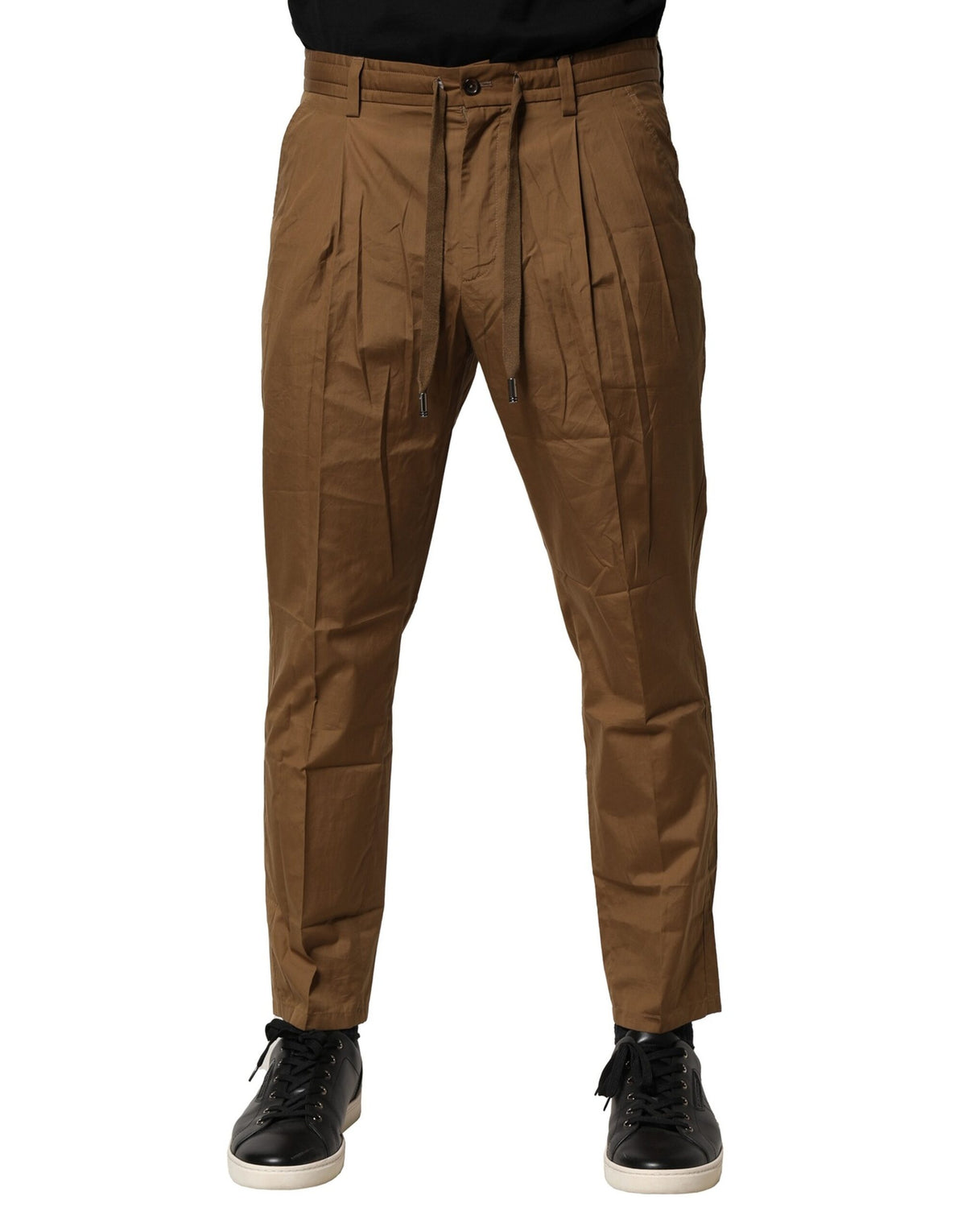 Dolce & Gabbana Braune Baumwoll-Chino Mid Waist Herrenhose