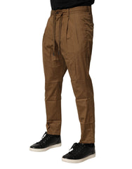 Dolce & Gabbana Braune Baumwoll-Chino Mid Waist Herrenhose