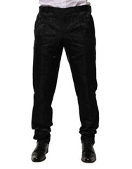 Dolce & Gabbana Schwarze Baumwoll-Anzughose mit DG-Krone
