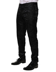 Dolce & Gabbana Schwarze Baumwoll-Anzughose mit DG-Krone