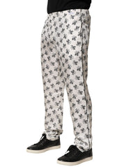Dolce & Gabbana Weiße Blumenseide Legere Loungewear-Hose