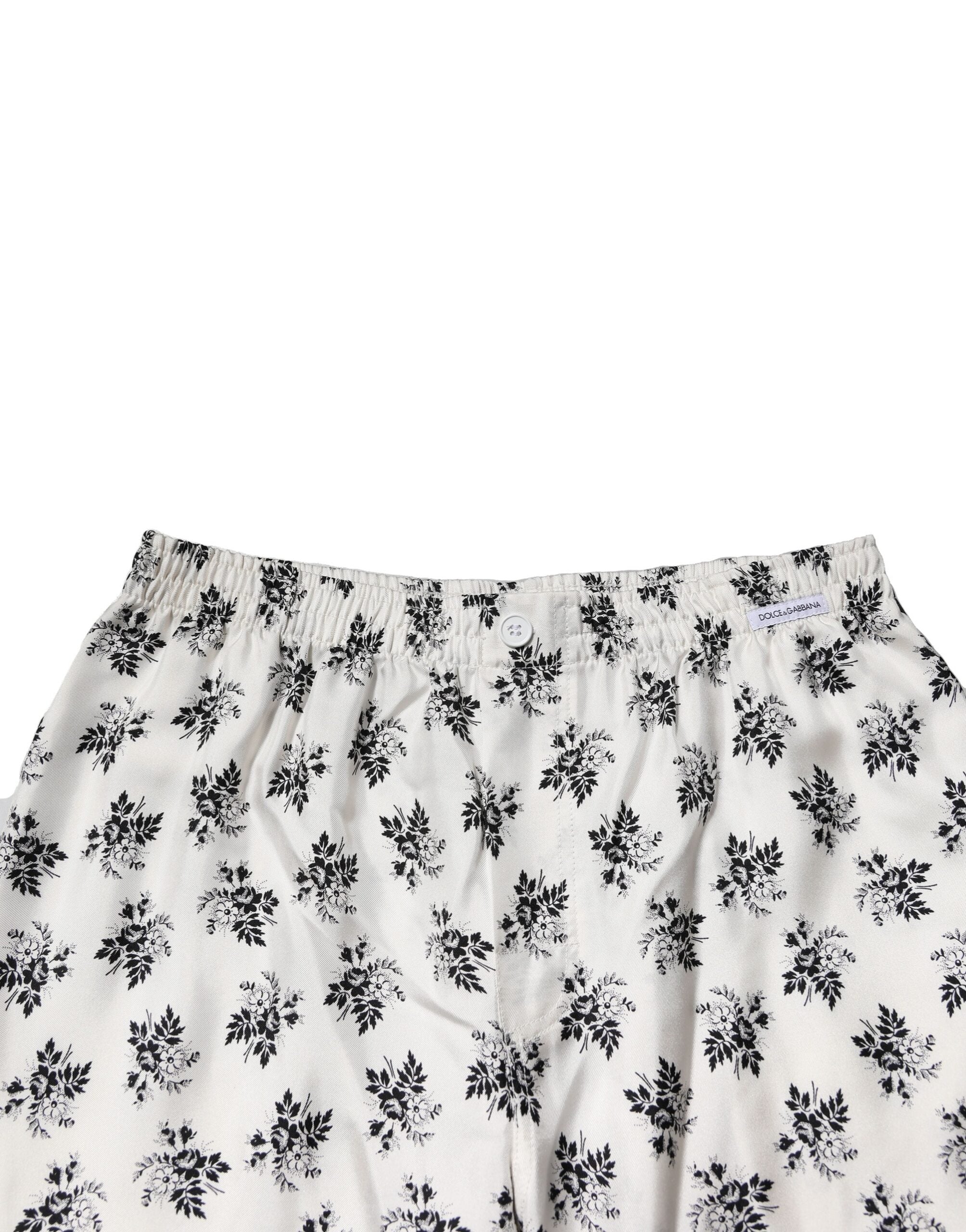 Dolce & Gabbana Weiße Blumenseide Legere Loungewear-Hose