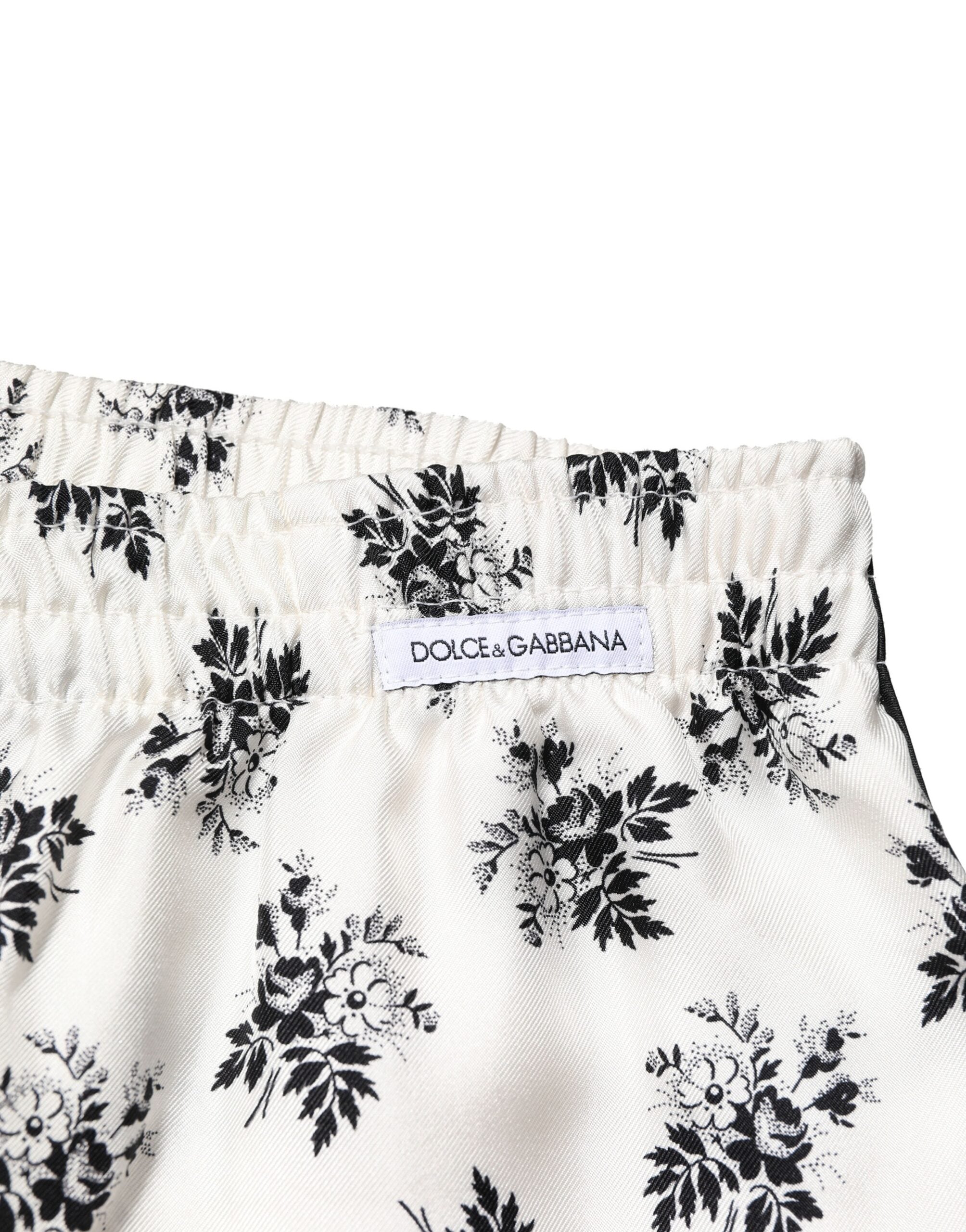 Dolce & Gabbana Weiße Blumenseide Legere Loungewear-Hose