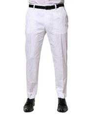 Dolce & Gabbana White Cotton Dress Slim Formal Pants