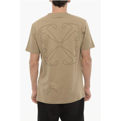 Off-White Slim Fit T-shirt met Ronde Hals en Geborduurd Logo