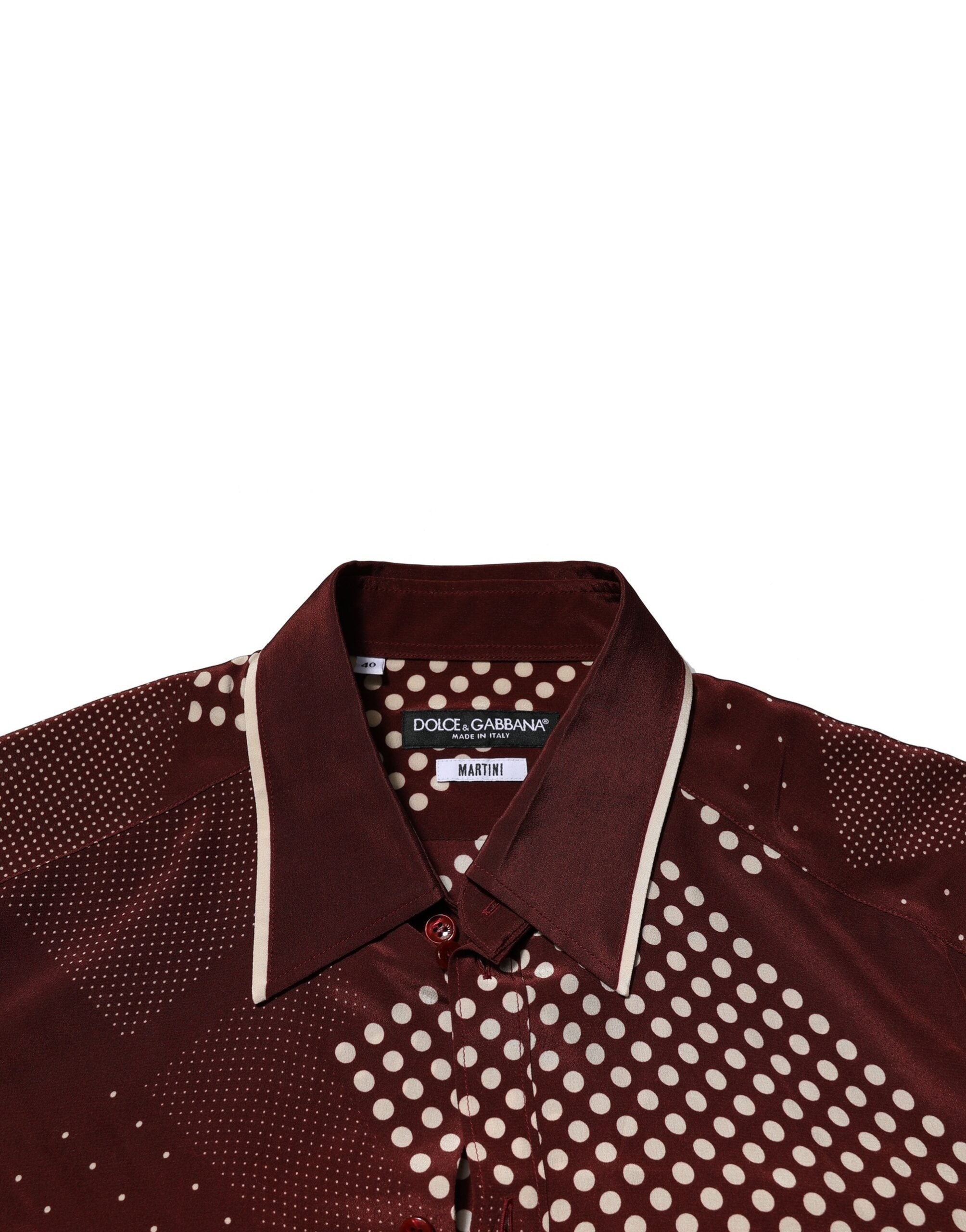 Dolce & Gabbana Weinrotes gepunktetes Seidenhemd mit langen Ärmeln
