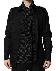 Dolce & Gabbana Zwart Polkadot Linnen Zijde Casual Herenoverhemd