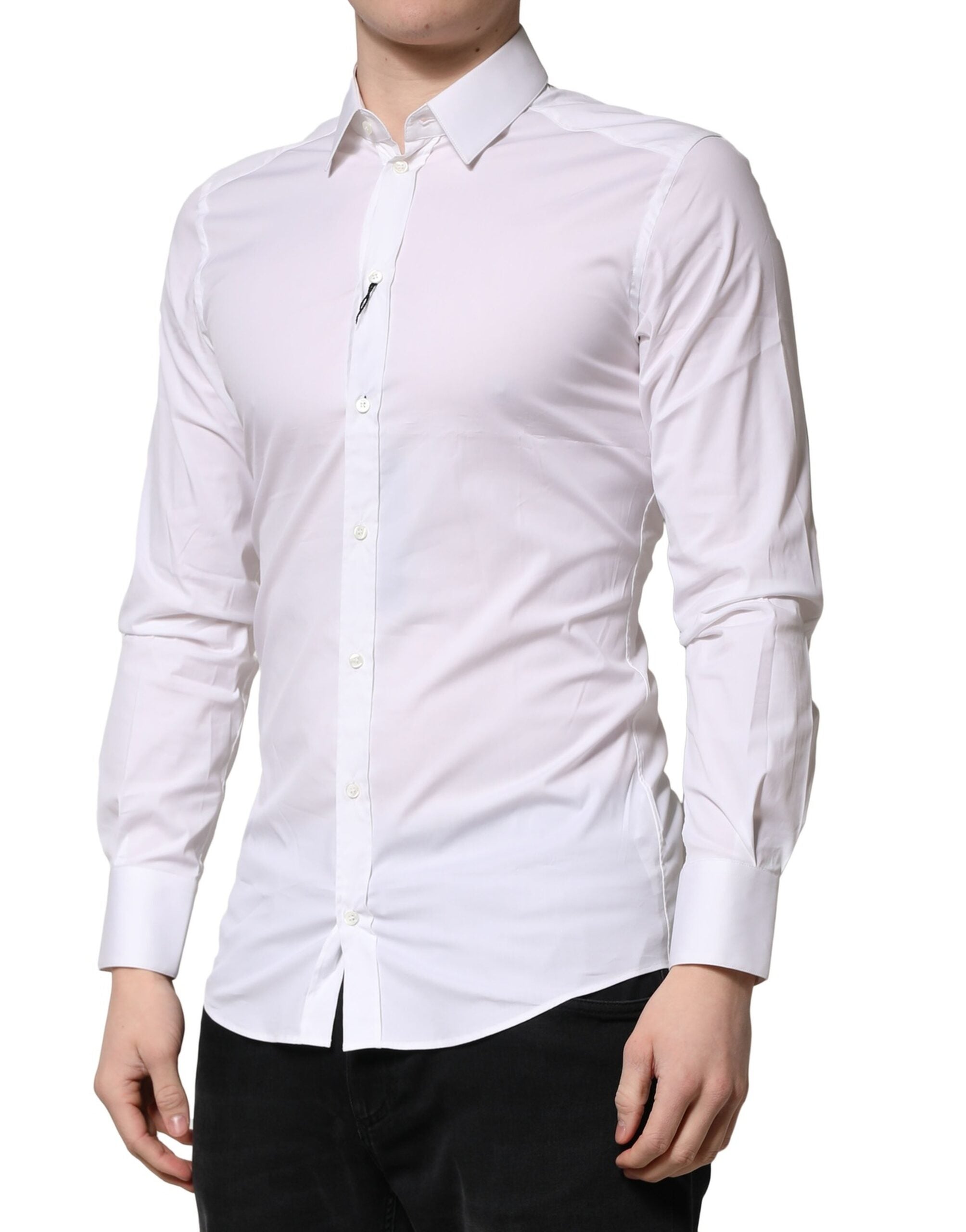 Dolce & Gabbana Weiß GOLD Baumwolle Herren Hemd Business Formal