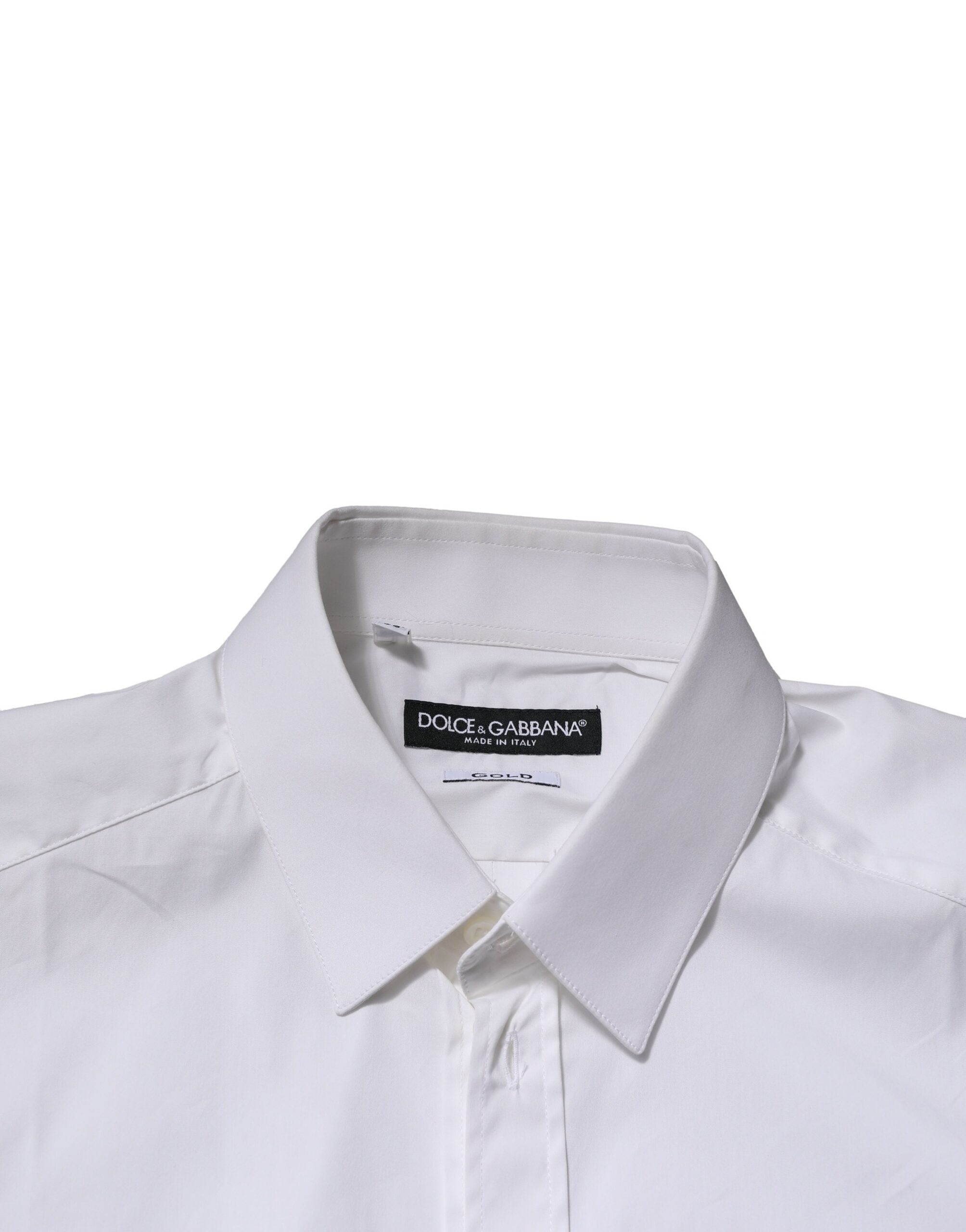 Dolce & Gabbana Weiß GOLD Baumwolle Herren Hemd Business Formal