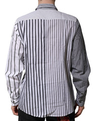 Dolce & Gabbana Weiß Grau Gestreiftes Baumwoll Herren Freizeithemd