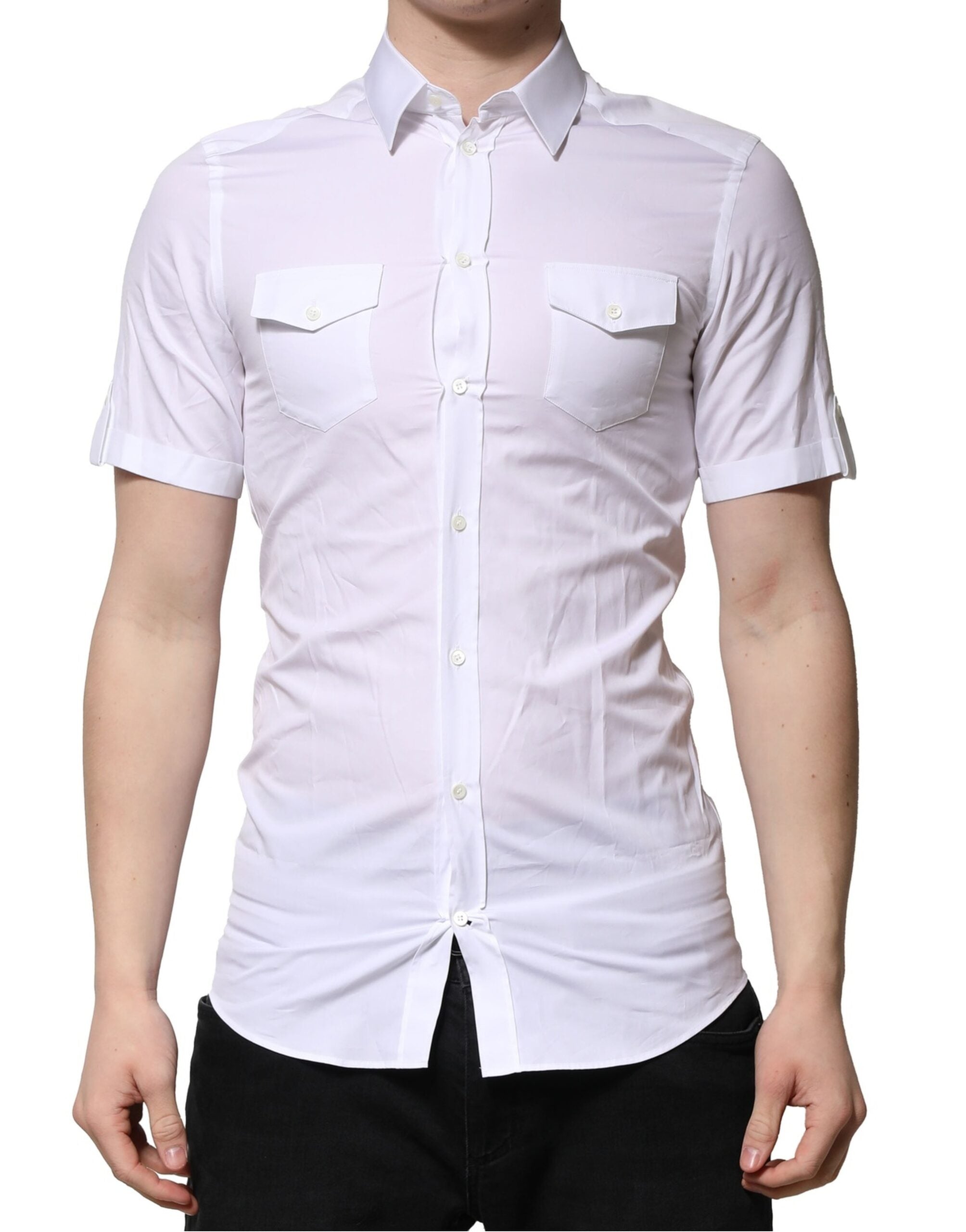 Dolce & Gabbana Weißes Baumwoll T-Shirt mit kurzen Ärmeln GOLD Casual