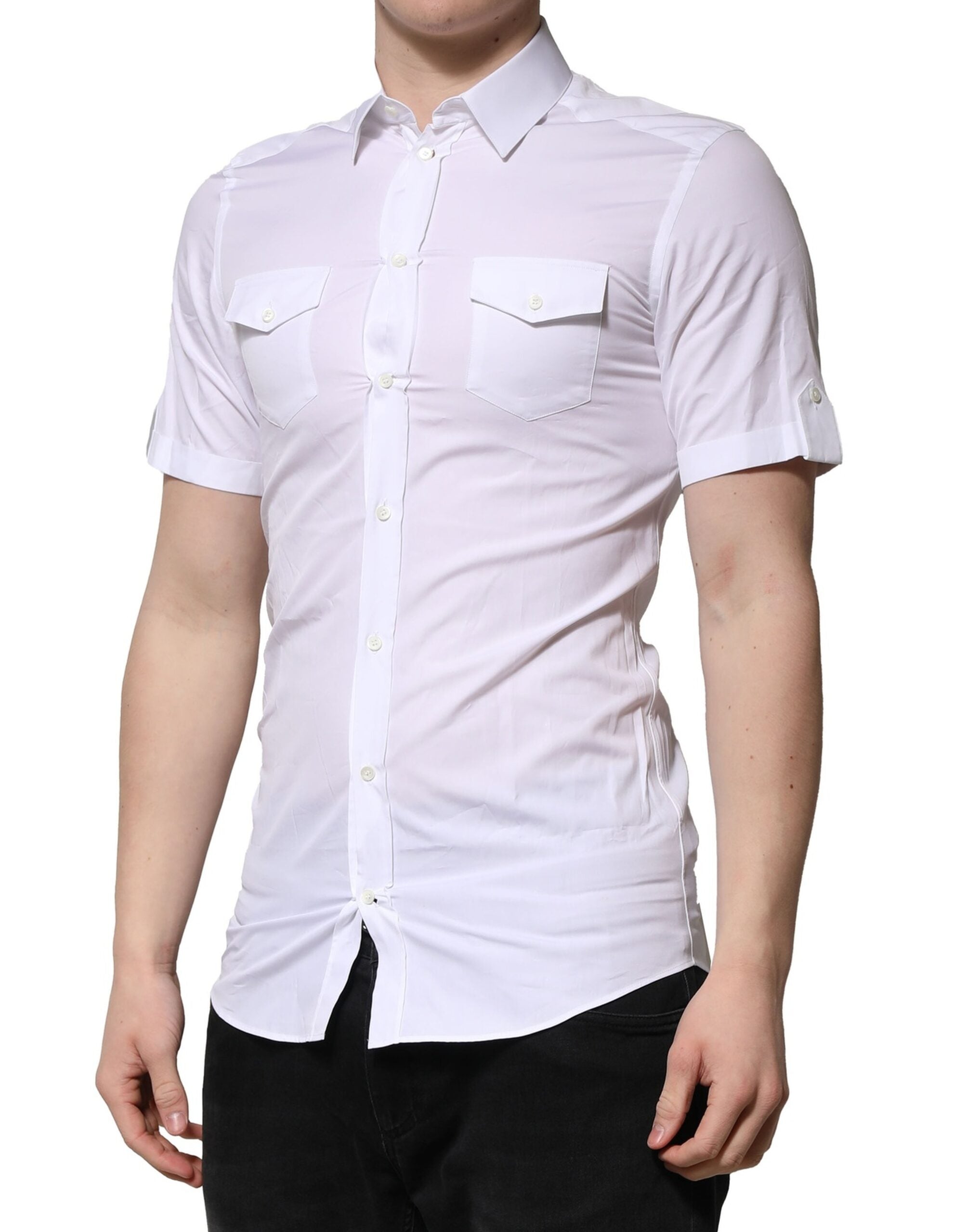 Dolce & Gabbana Weißes Baumwoll T-Shirt mit kurzen Ärmeln GOLD Casual