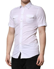 Dolce & Gabbana Weißes Baumwoll T-Shirt mit kurzen Ärmeln GOLD Casual