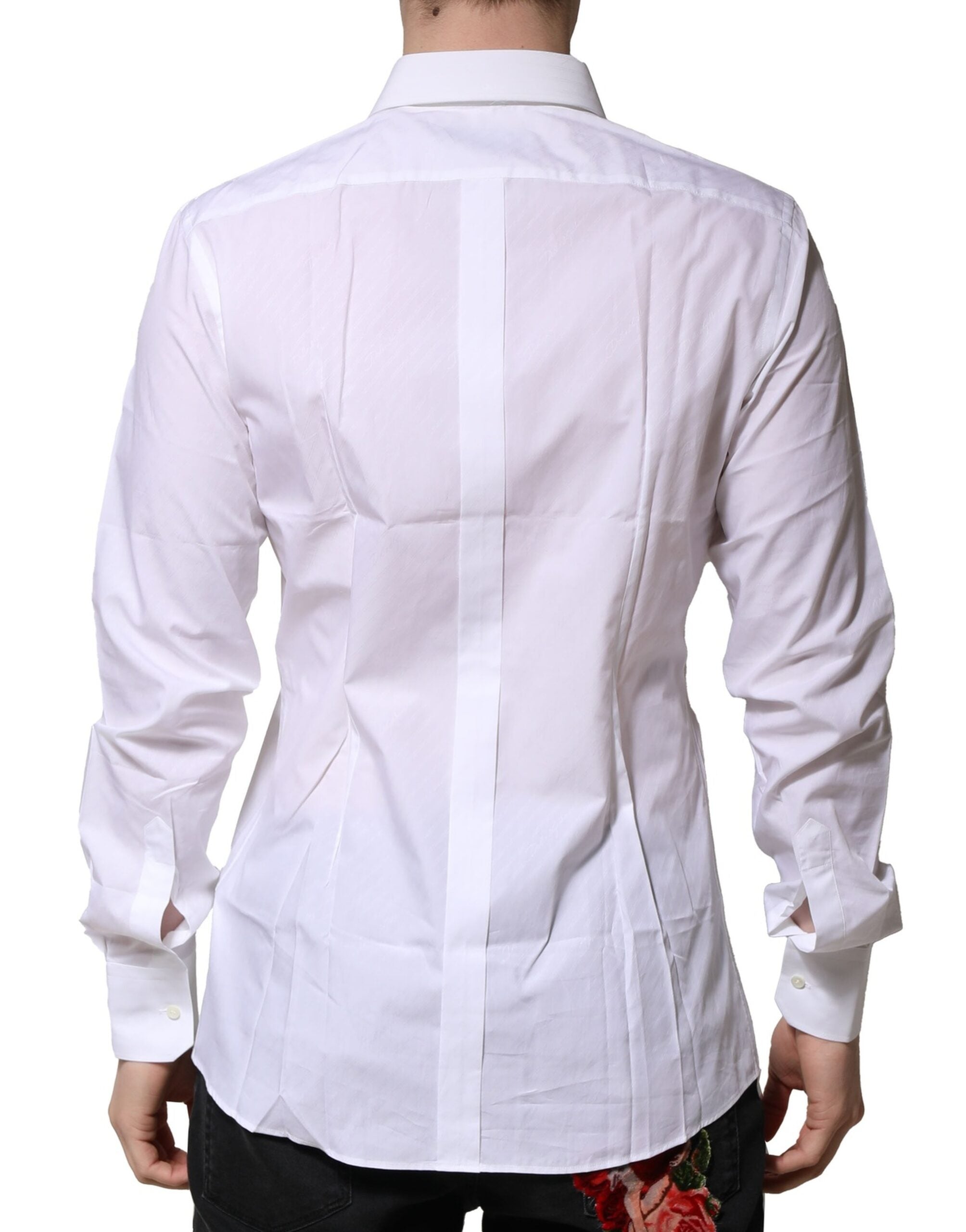 Dolce & Gabbana Weißes GOLD Langarm Herren Hemd Festlich