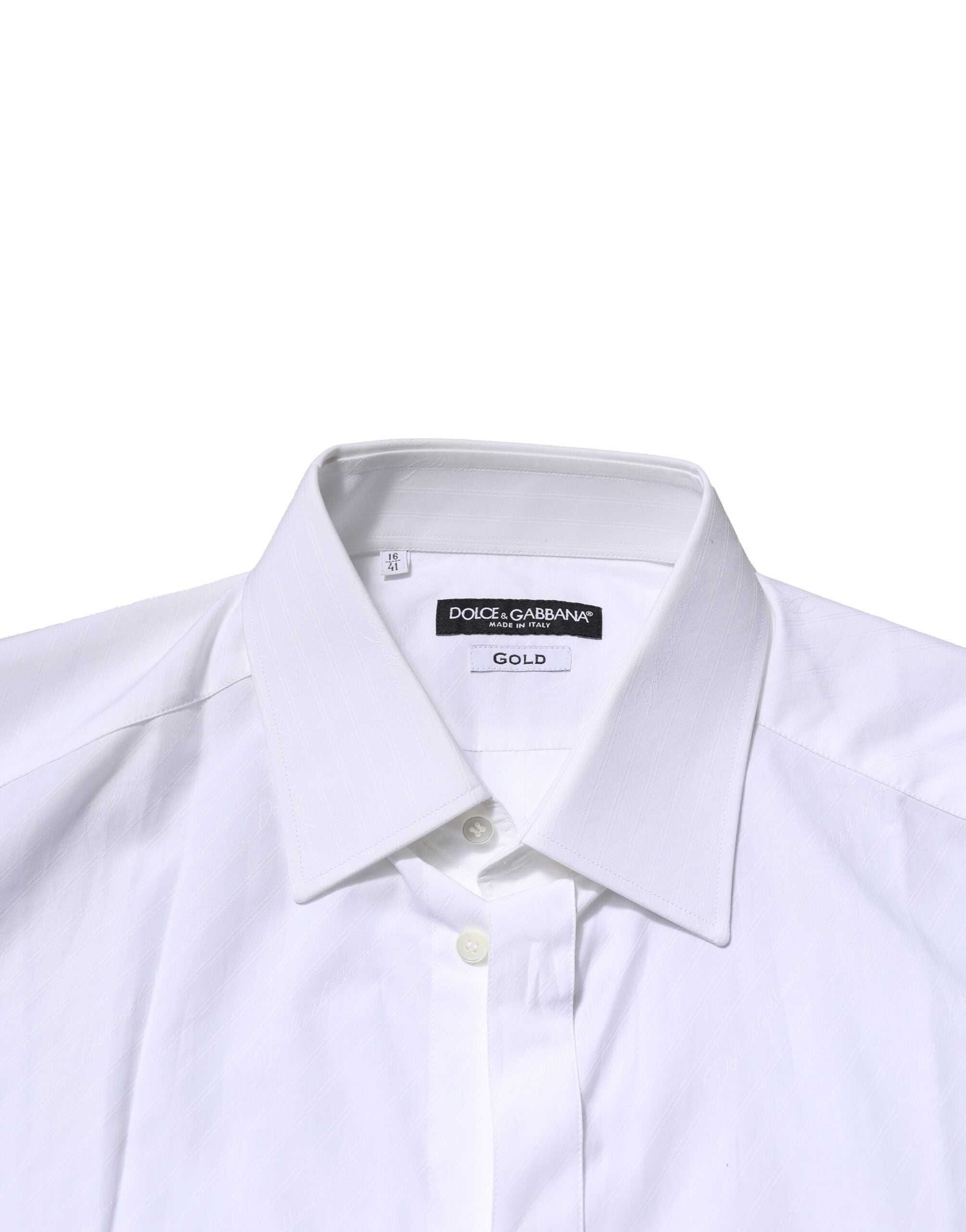 Dolce & Gabbana Weißes GOLD Langarm Herren Hemd Festlich