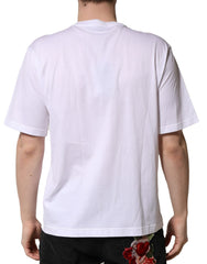 Dolce & Gabbana Wit Katoenen T-shirt met Ronde Hals en Versieringen