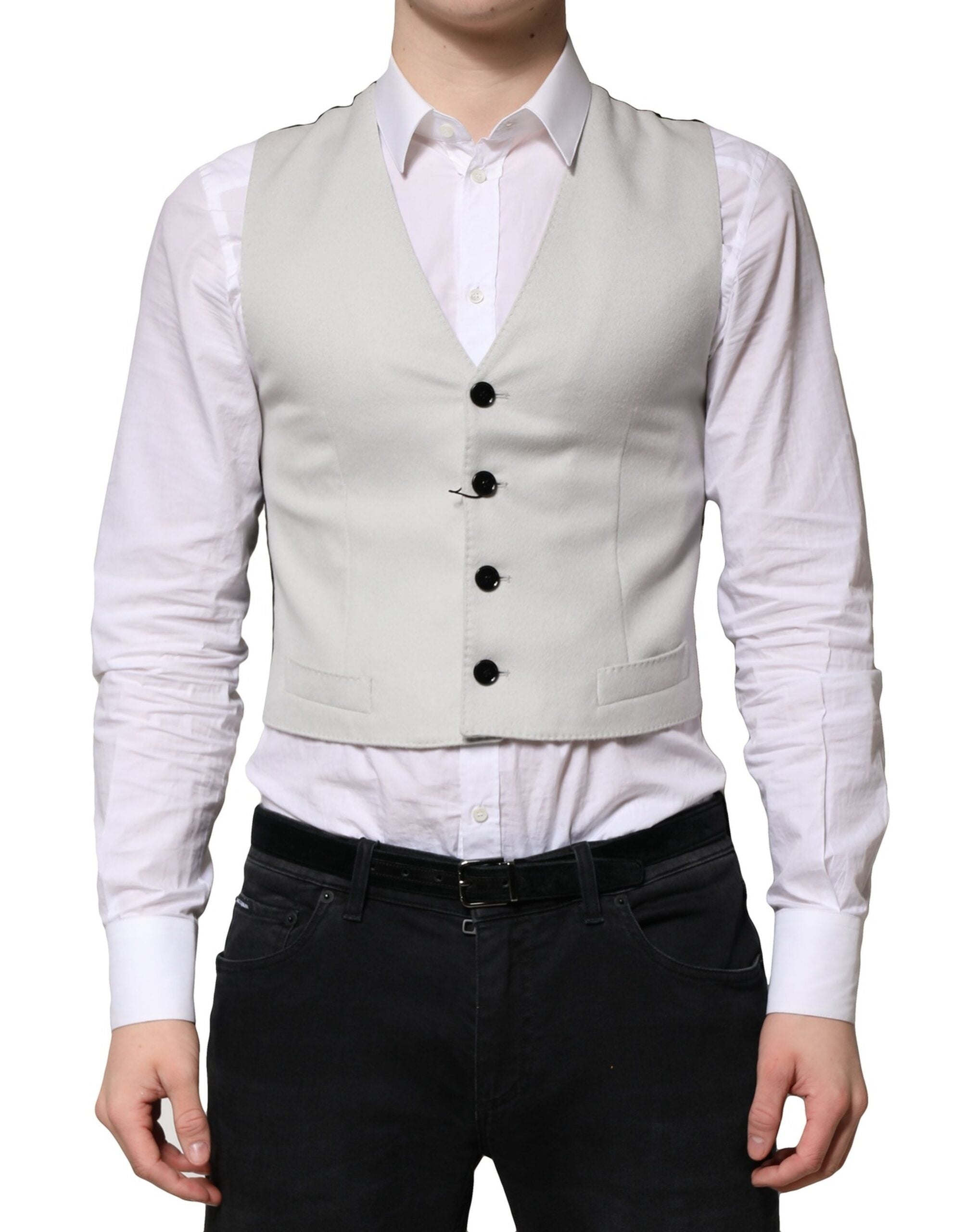 Dolce & Gabbana Graue Wollweste Formelle Herrenweste