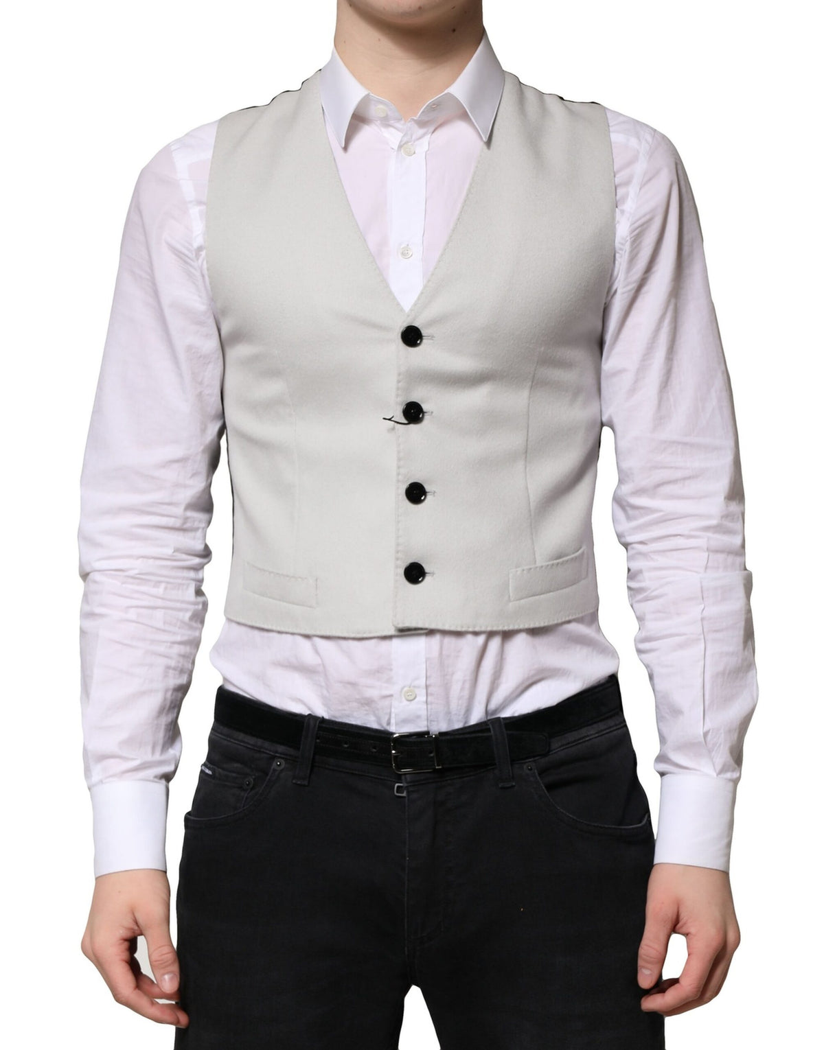 Dolce & Gabbana Graue Wollweste Formelle Herrenweste