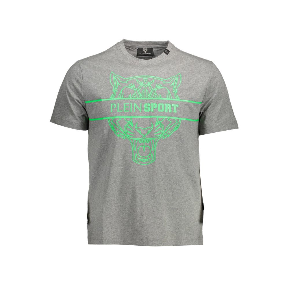 Plein Sport „Graues Baumwoll-Herren-T-Shirt mit kontrastierenden Details“