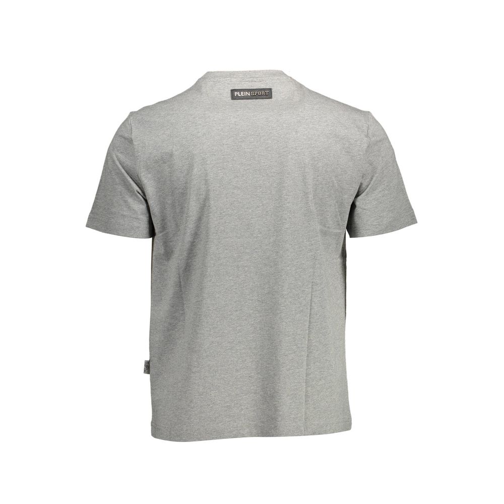 Plein Sport „Graues Baumwoll-Herren-T-Shirt mit kontrastierenden Details“