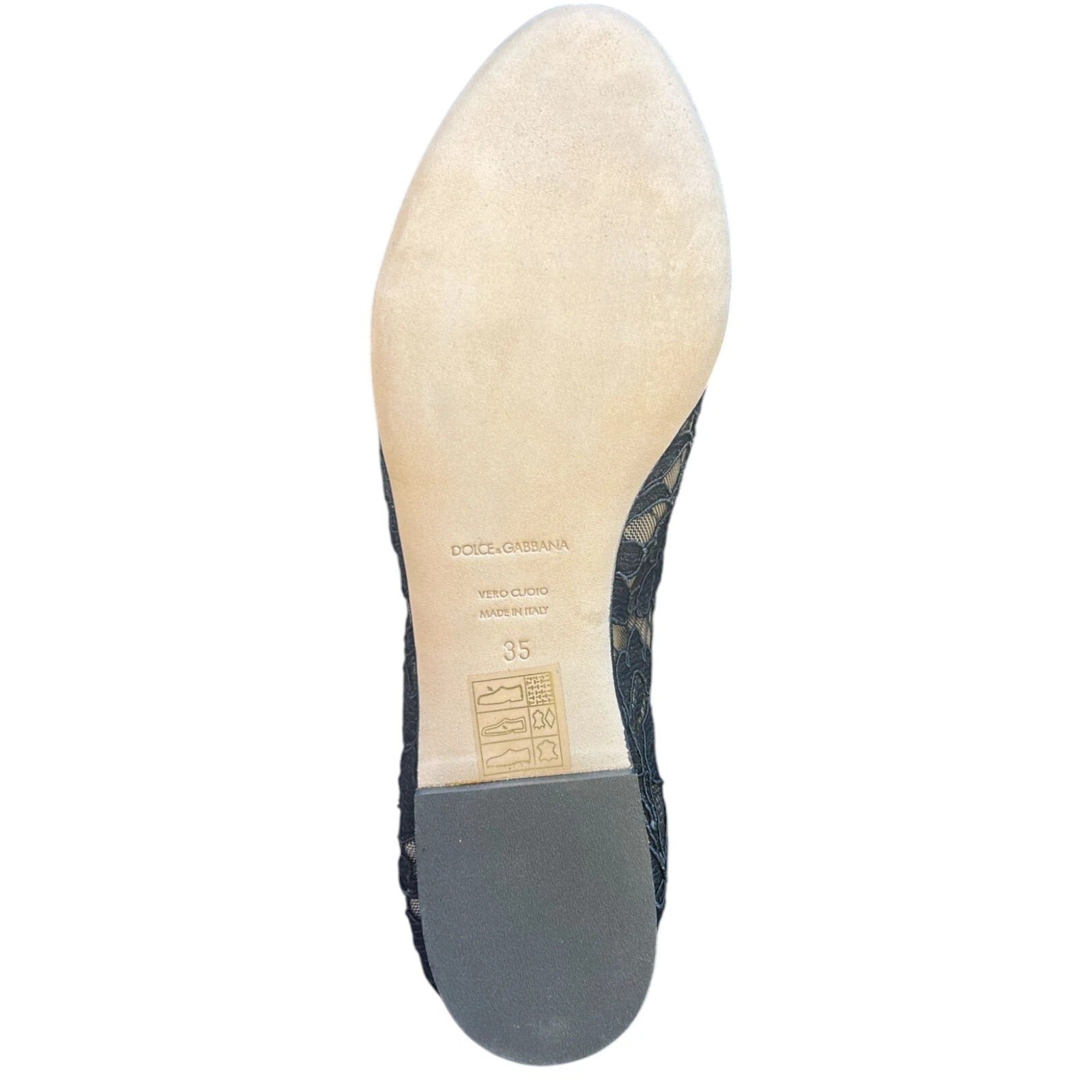Dolce & Gabbana Schwarze Spitzen-Kristall-Ballerinas Loafer-Schuhe