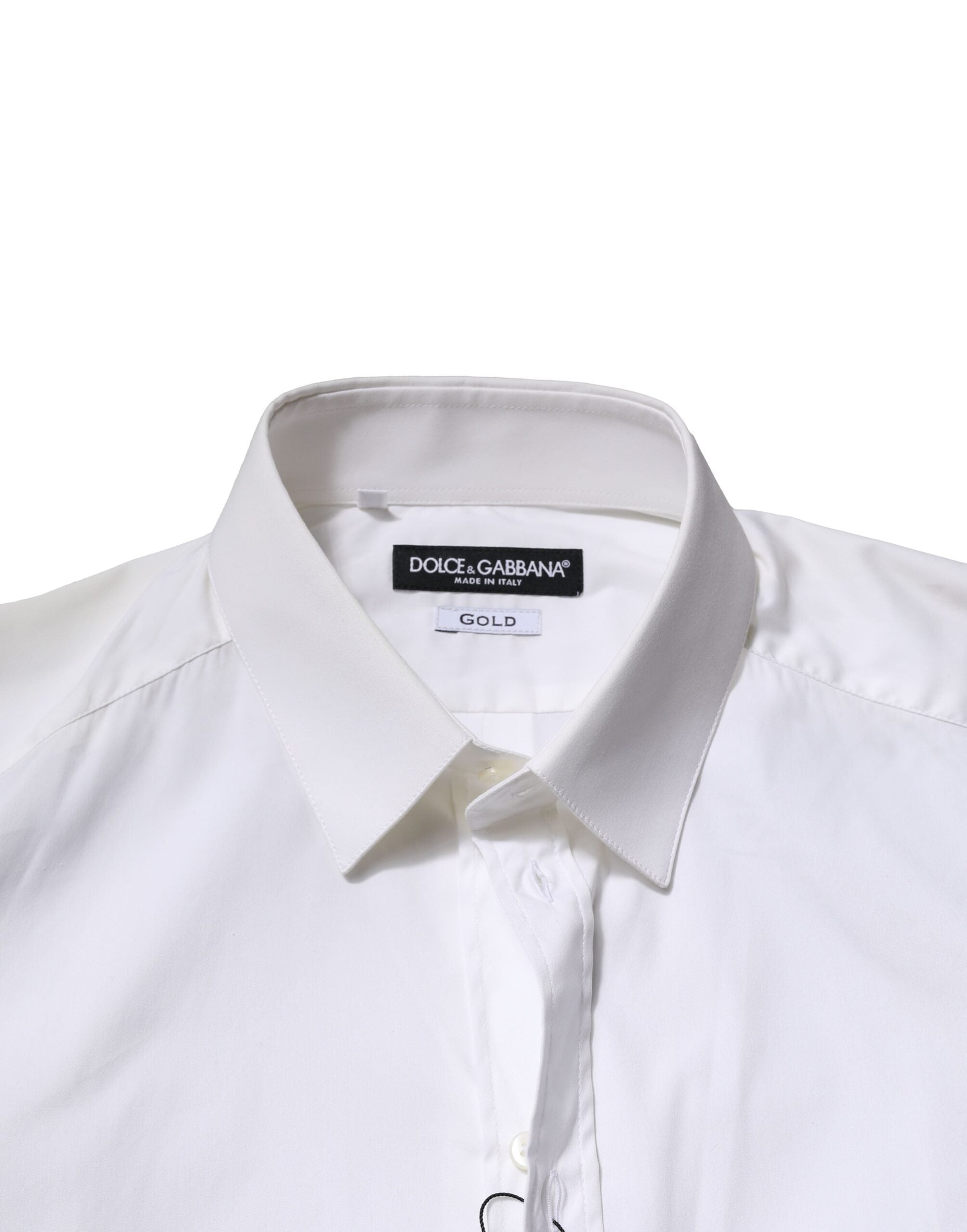 Dolce & Gabbana Weißes Baumwoll-GOLD Langarm-Hemd