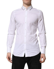 Dolce & Gabbana Weißes Baumwoll-GOLD Langarm-Hemd