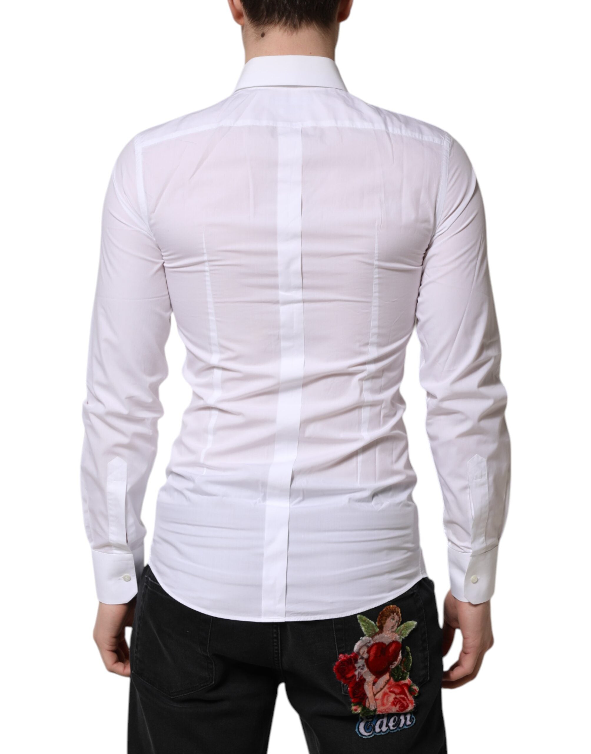 Dolce & Gabbana Weißes GOLD Langarm-Hemd Herren Festlich