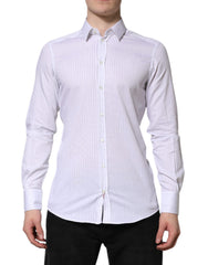 Dolce & Gabbana Wit Gestreepte Katoenen Formele Blouse met Lange Mouwen