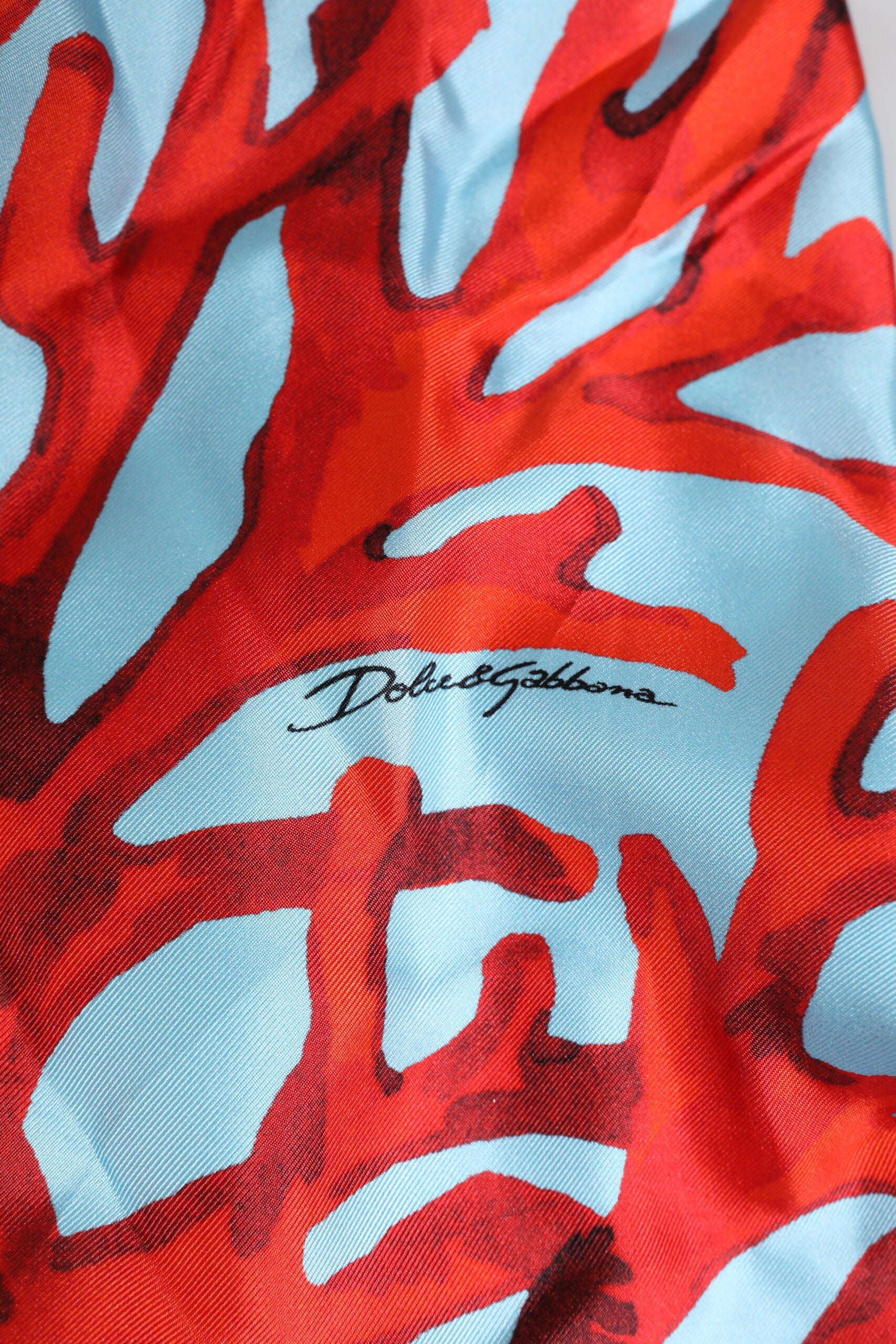 Dolce & Gabbana Blauer Rot Korallen-Print Wickel-Morgenmantel Jacke