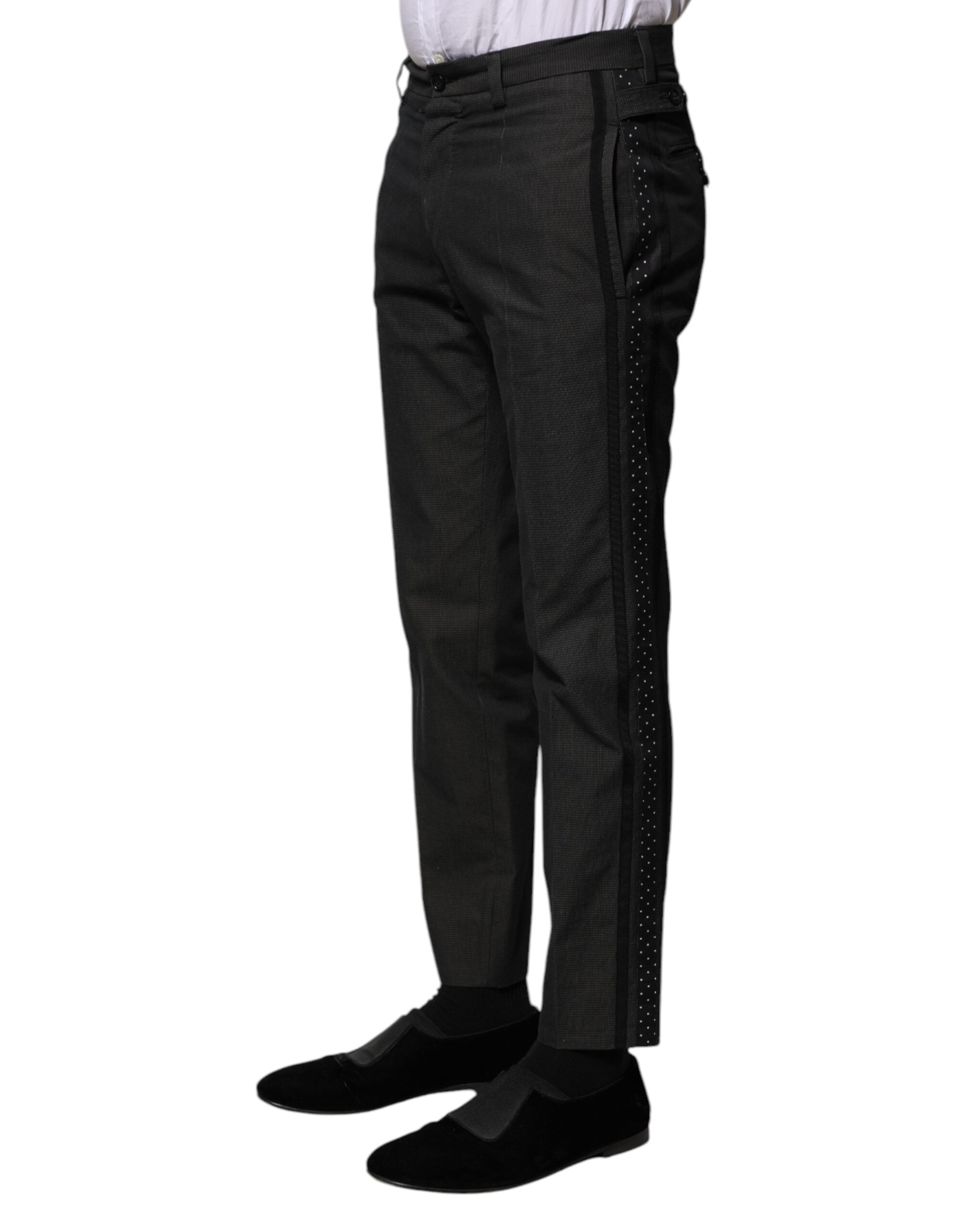 Dolce & Gabbana Graue Baumwoll-Anzughose mit Muster