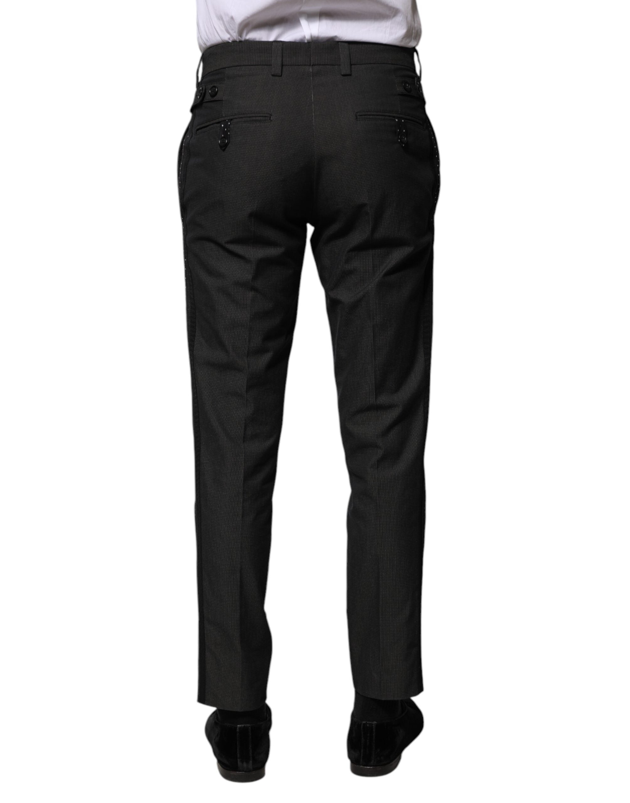 Dolce & Gabbana Graue Baumwoll-Anzughose mit Muster