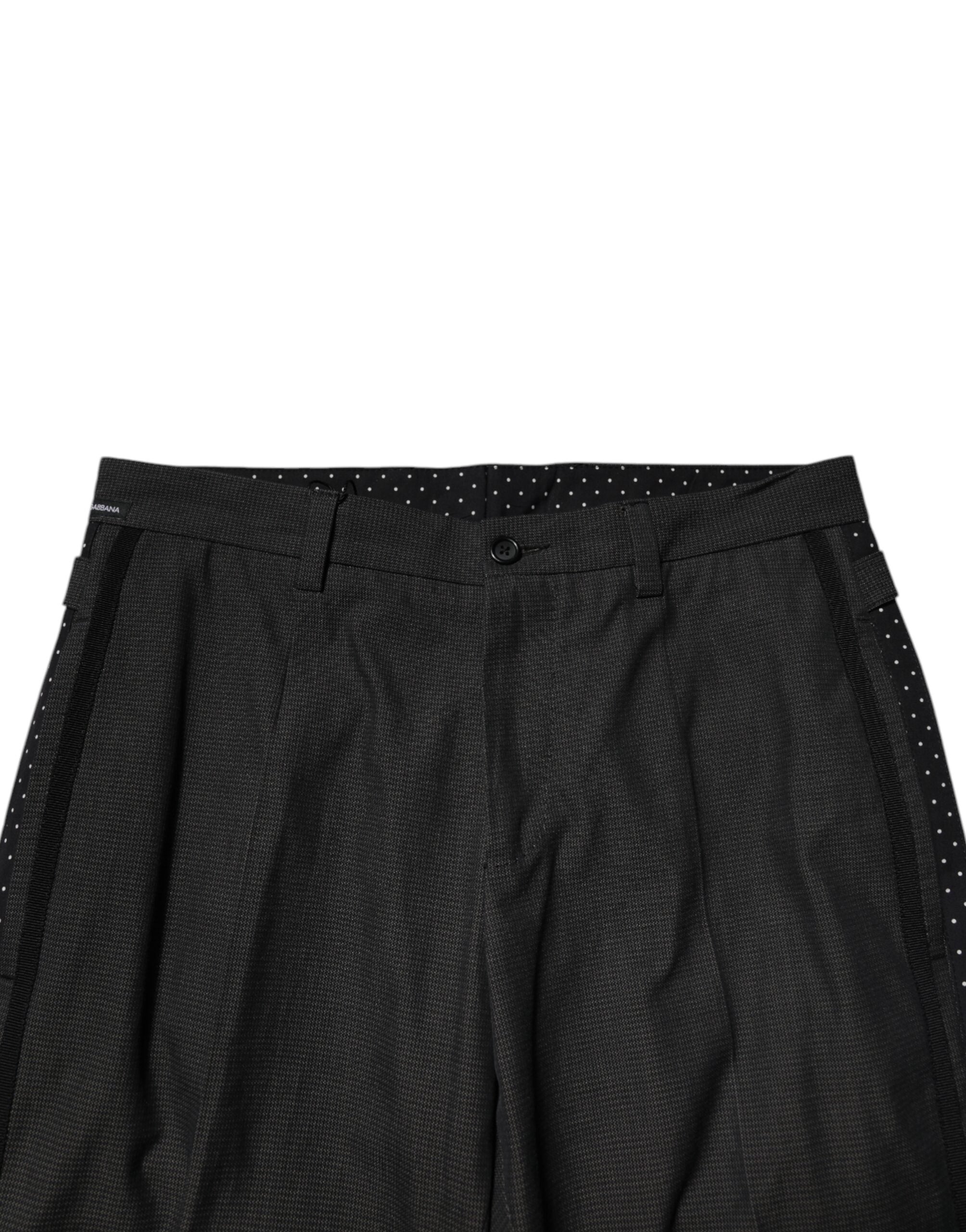 Dolce & Gabbana Graue Baumwoll-Anzughose mit Muster