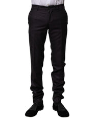 Dolce & Gabbana Schwarze Anzughose aus Wolle mit Muster