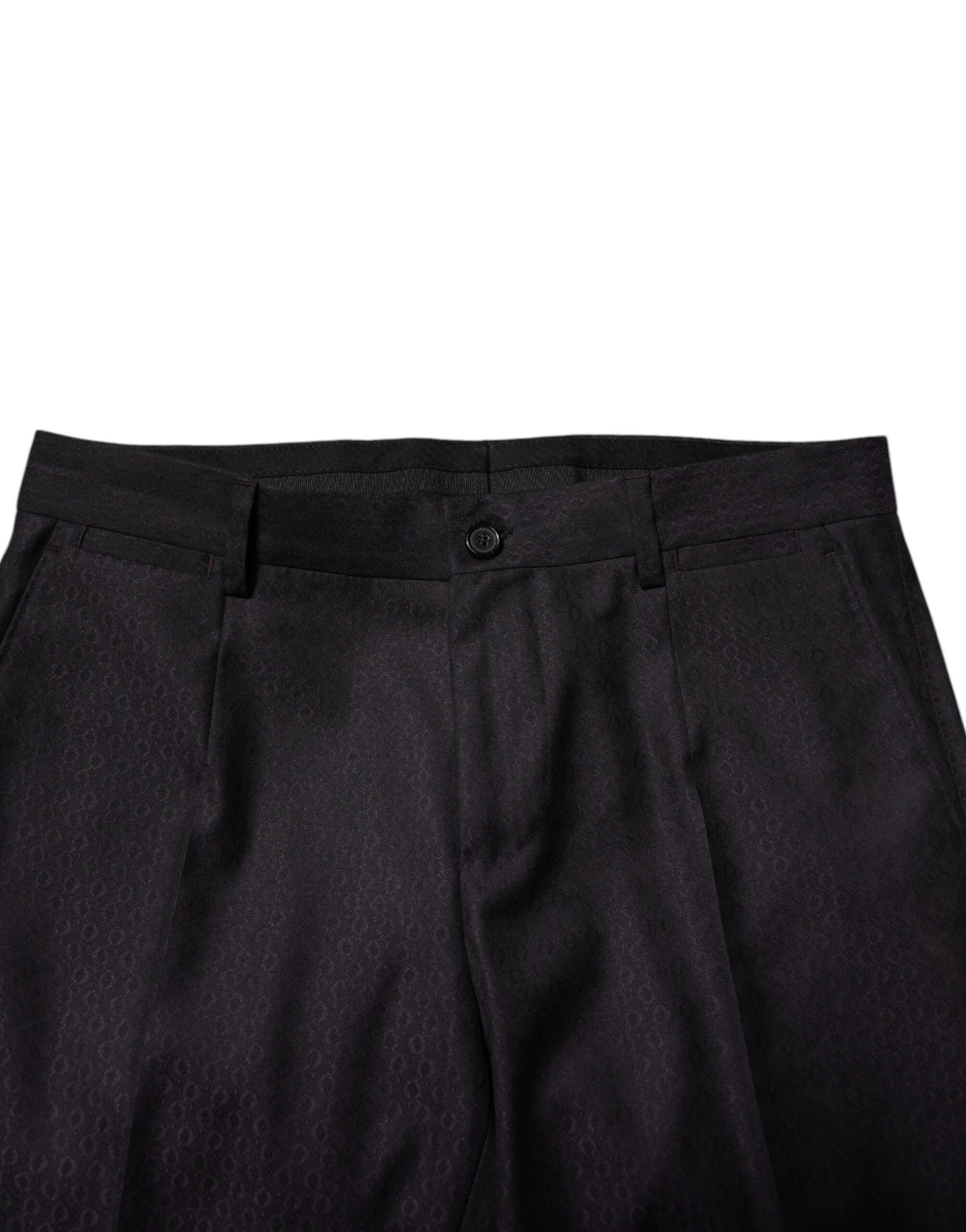 Dolce & Gabbana Schwarze Anzughose aus Wolle mit Muster