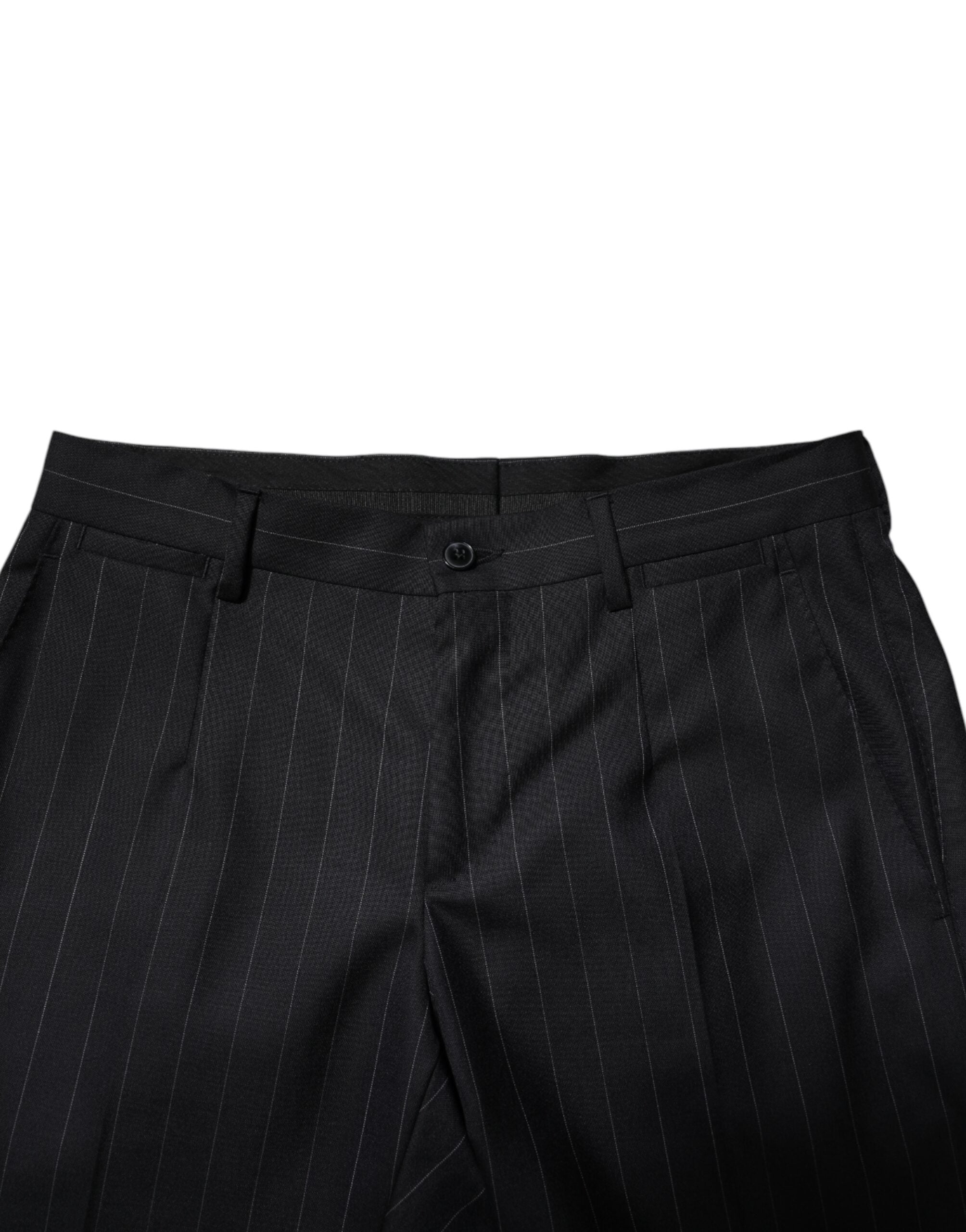 Dolce & Gabbana Schwarze gestreifte Anzughose aus Wolle