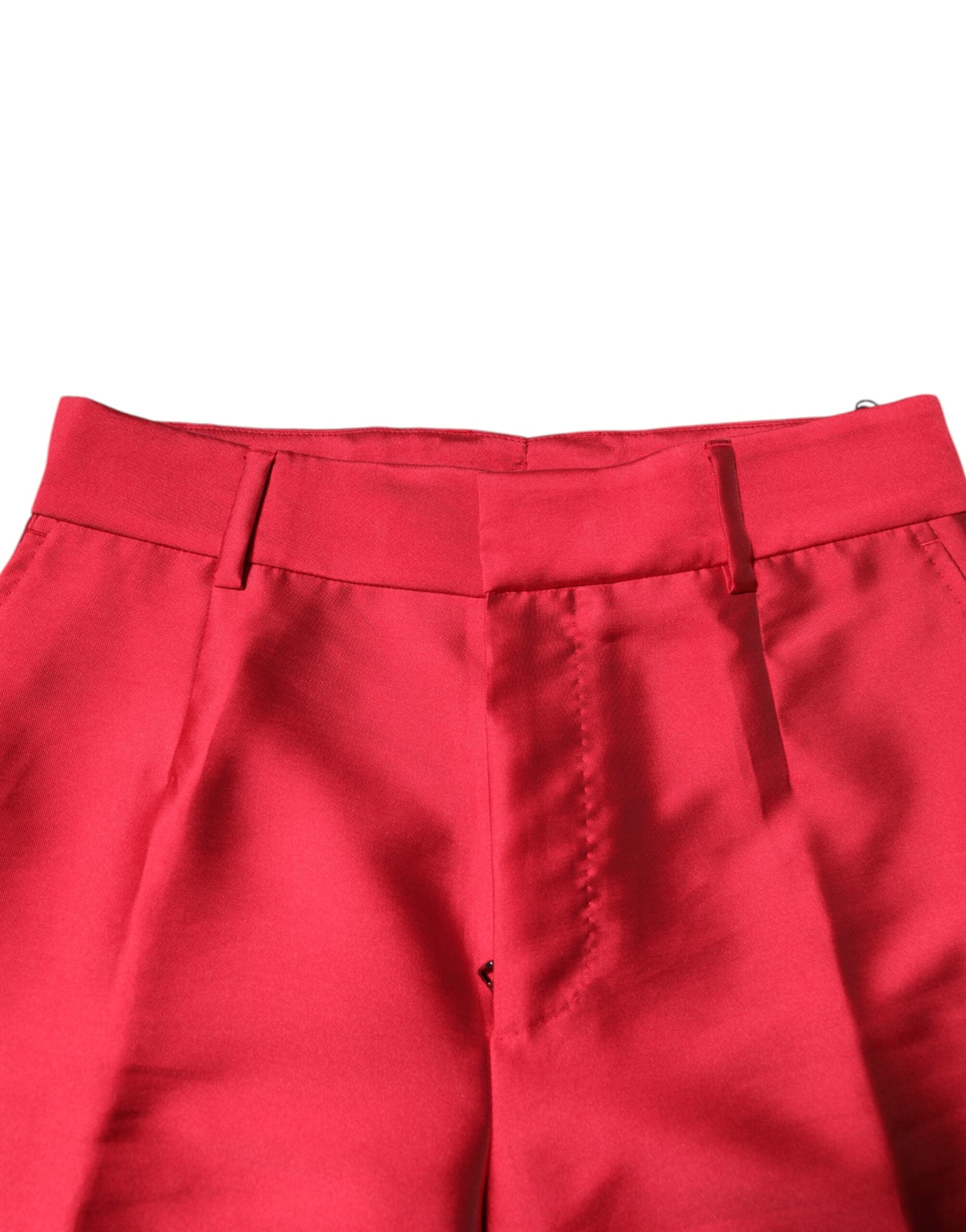 Dolce & Gabbana Rote verkürzte Anzughose aus Polyester
