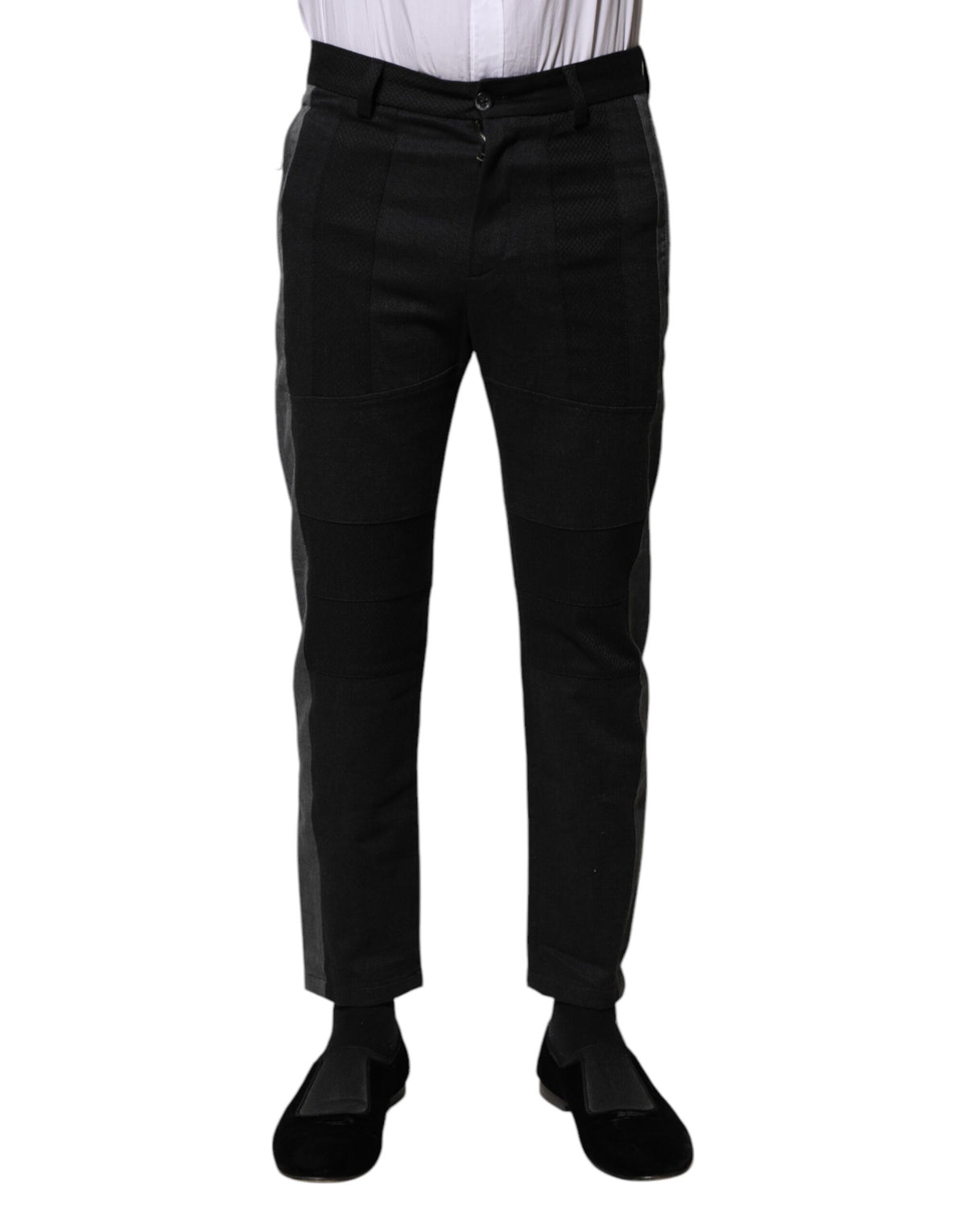 Dolce & Gabbana Schwarze graue Fantasy Baumwollhose Slim Fit