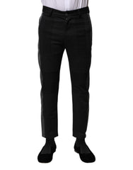 Dolce & Gabbana Schwarze graue Fantasy Baumwollhose Slim Fit