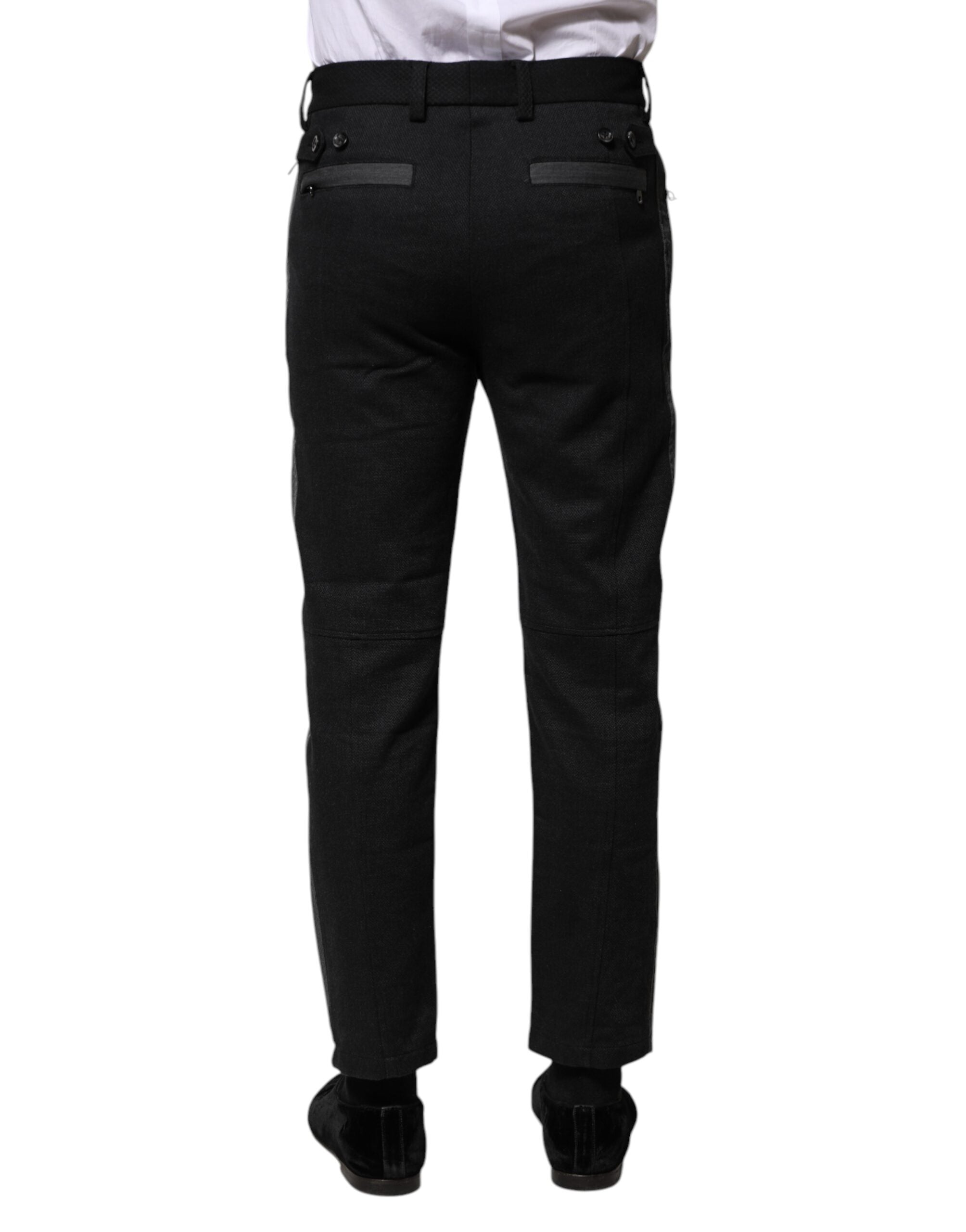 Dolce & Gabbana Schwarze graue Fantasy Baumwollhose Slim Fit
