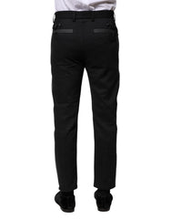 Dolce & Gabbana Schwarze graue Fantasy Baumwollhose Slim Fit