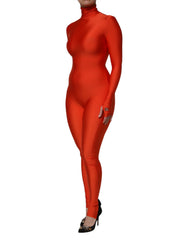 Dolce & Gabbana Roter Nylon Rollkragen Bodycon Jumpsuit-Kleid