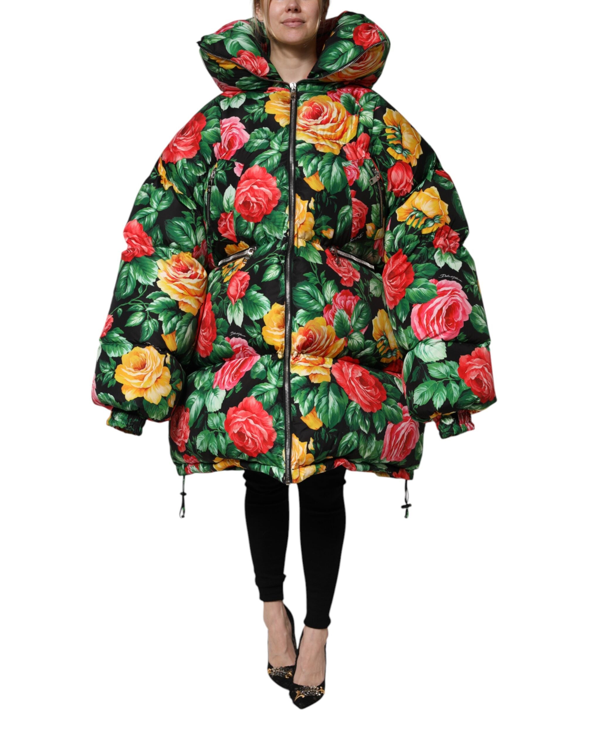 Dolce & Gabbana Bunt Geblümte Steppjacke mit Kapuze