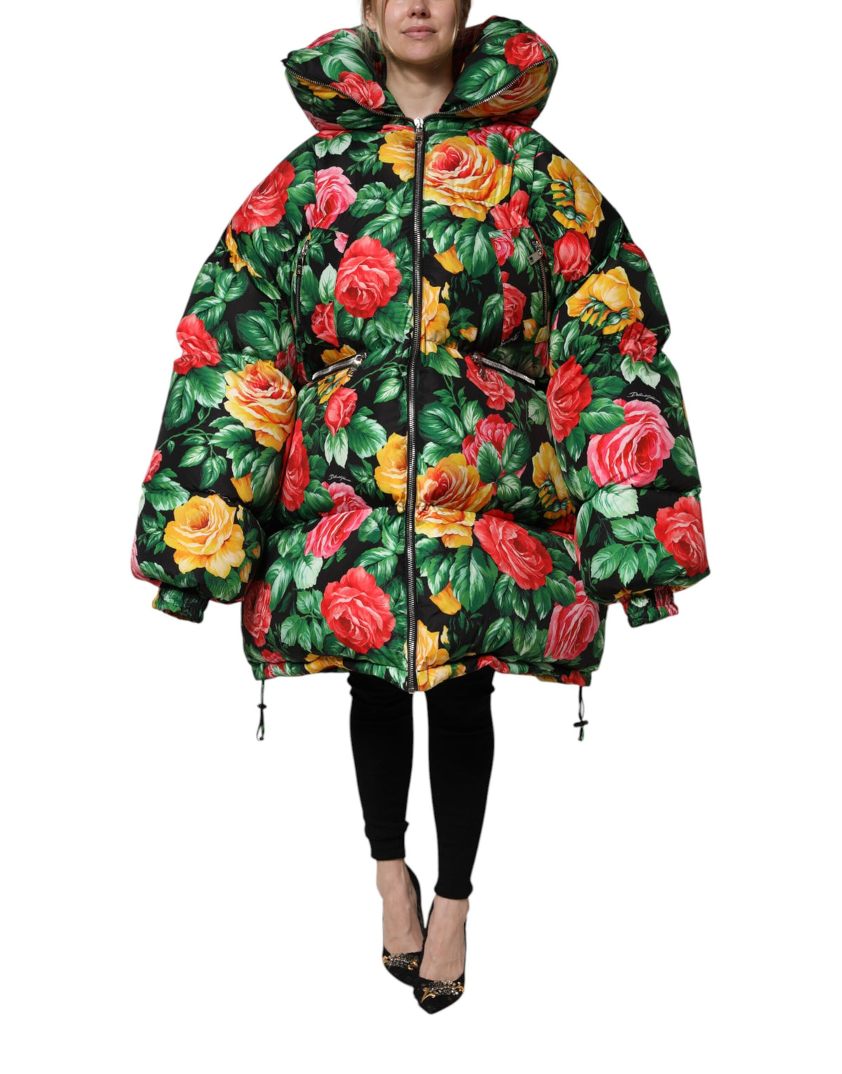 Dolce & Gabbana Bunt Geblümte Steppjacke mit Kapuze