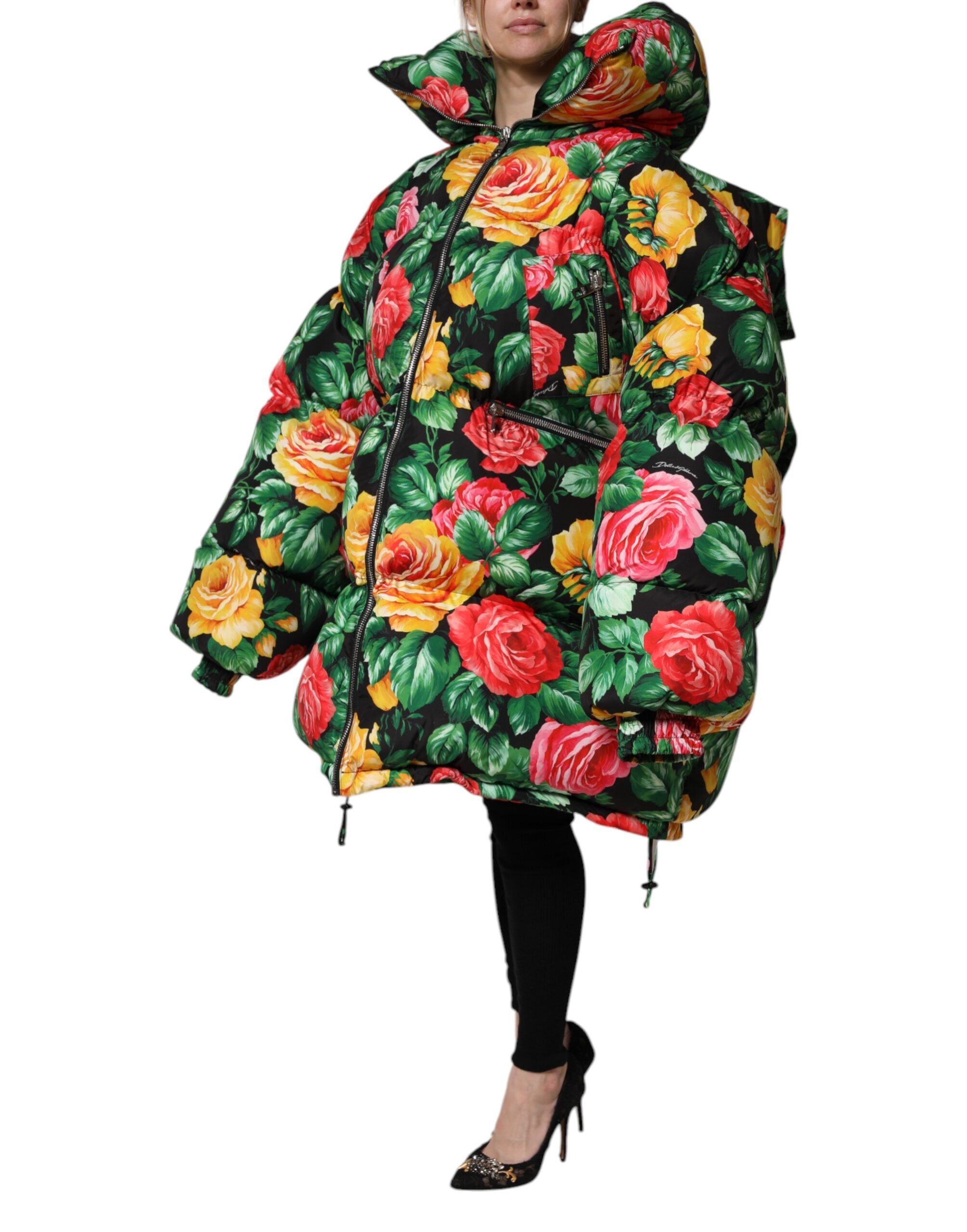 Dolce & Gabbana Bunt Geblümte Steppjacke mit Kapuze