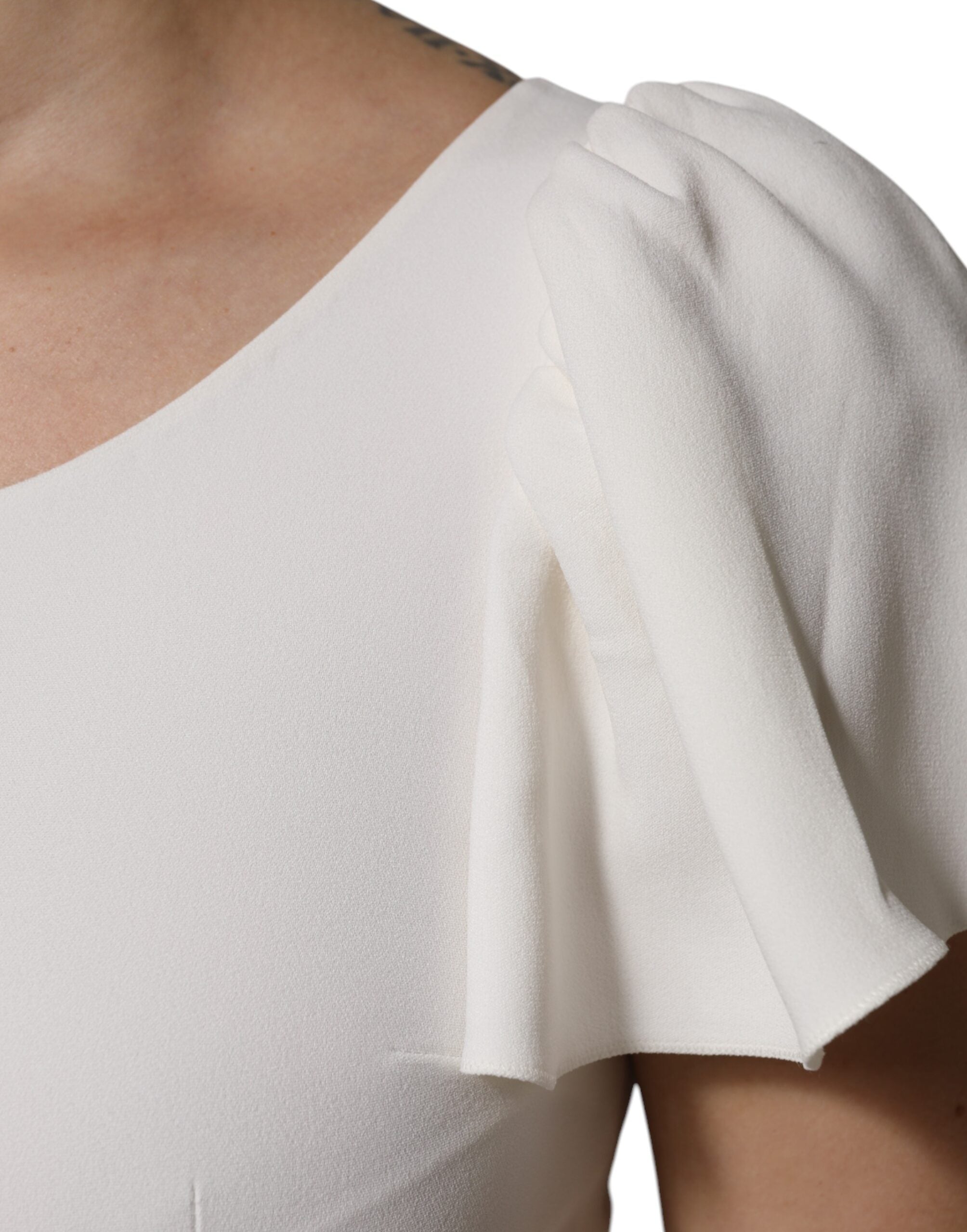 Dolce & Gabbana Weißes Viskose-Top mit Rundhalsausschnitt und kurzen Ärmeln